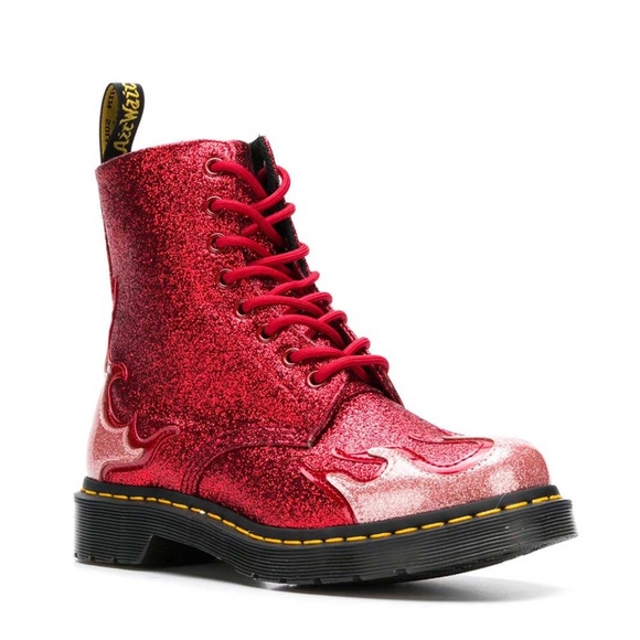 dr martens red glitter boots